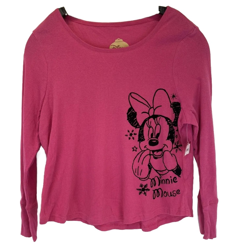 Disney Mini‎ Mouse Womens Sz 2XL Pink Waffle Knit Shirt  (Z35) NWTs